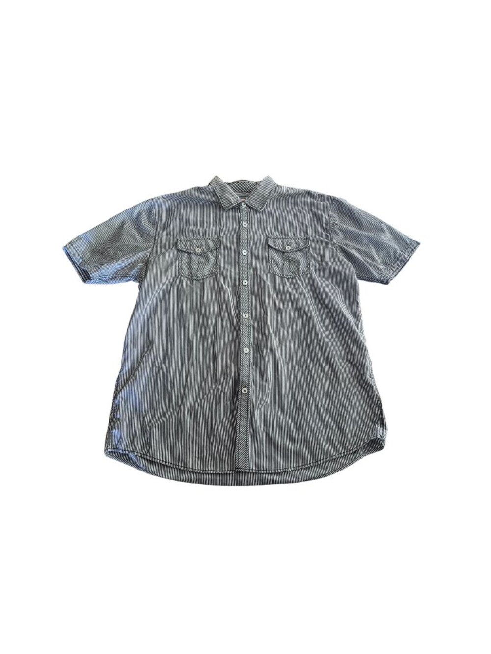 Michael Brandon Mens XL Short Sleeve Striped Button-Up Shirt